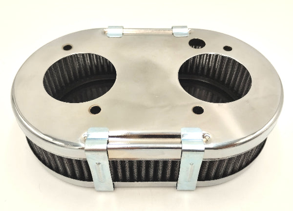 Filtre à air chrome oval 45mm Carburateur WEBER DCOE
