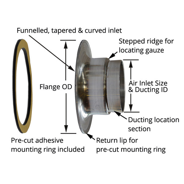 Trompette aluminium admission air frais.
