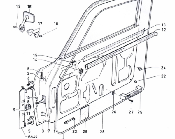 Joints arrêtoir de portes Ford Escort MK1