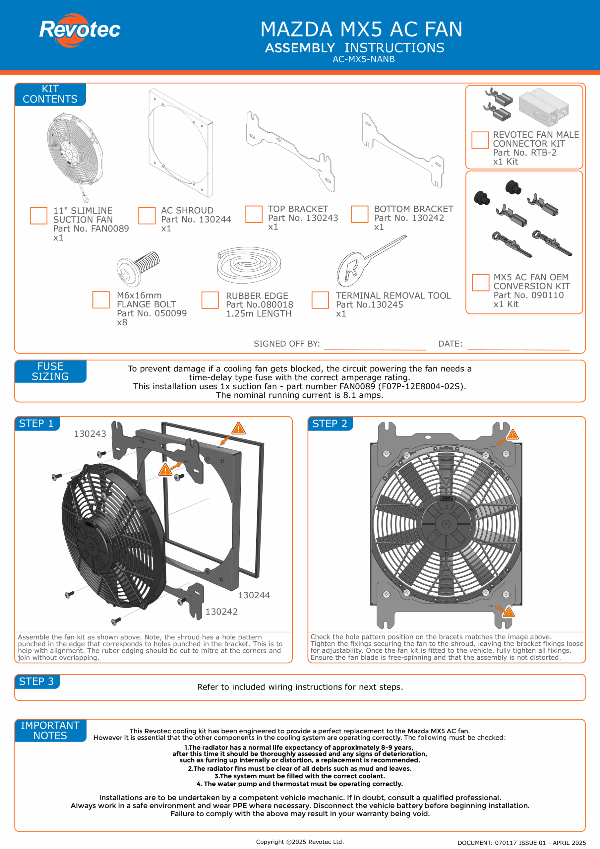 Kit Ventilateur de Climatisation Mazda MX-5 / Miata NA & NB (1989-2005)