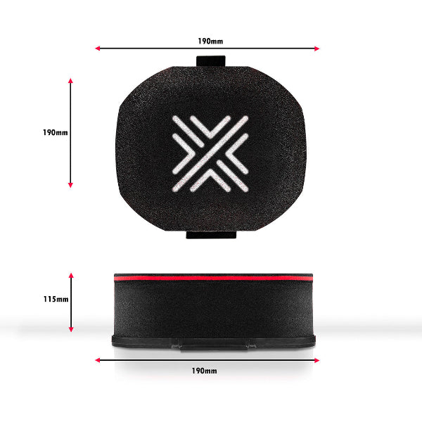 Filtre à air mousse Pipercross PX300 C3004 pour carburateur Weber/Dellorto 115mm x 190mm