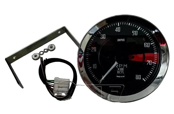 Compte-tours Smiths Classic GT40 100mm – Zone rouge 6 500–7 000 tr/min