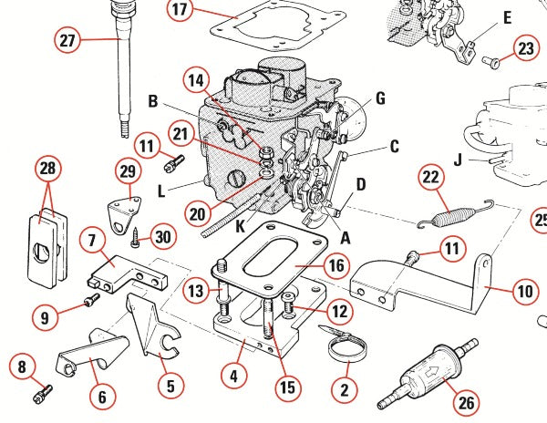 Support ressort de rappel cable d'accélérateur Carburateur WEBER VW