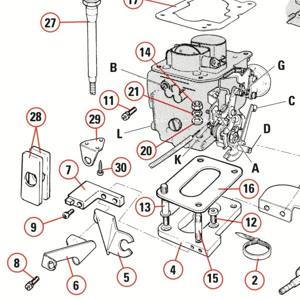 Adaptateur de réchauffeur de semelle Carburateur WEBER 32/34 DMTL VW AUDI