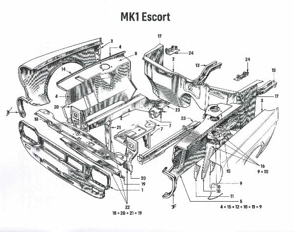 Joue Supérieure Ailes Avant Ford Escort MK1