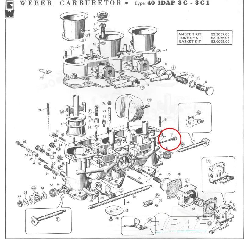 Vis Air By Pass Carburateur WEBER 40 IDA3C 40 IDTP3C, 46 IDA3C, DCOE et DCNF