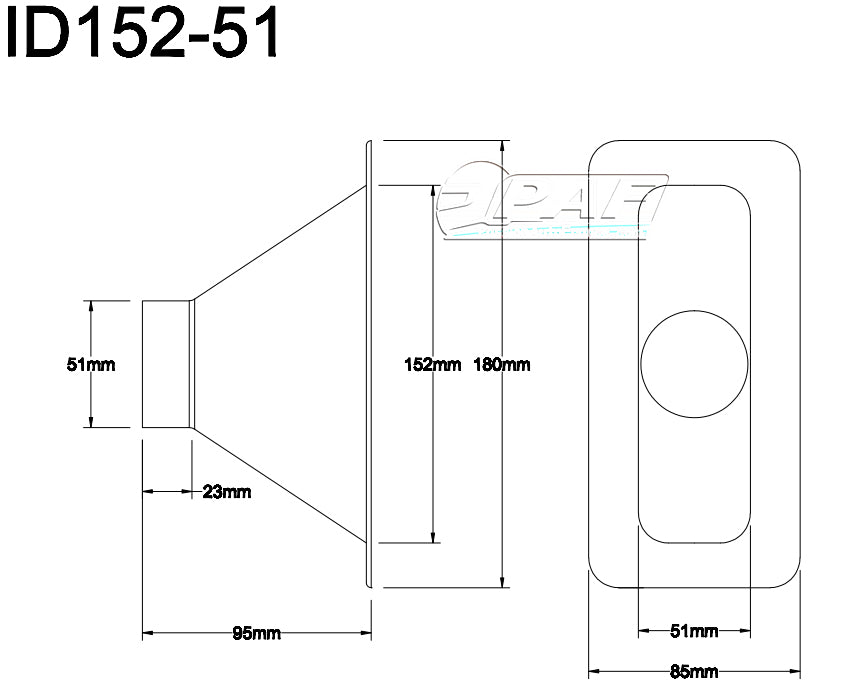 Ecope air rectangulaire 152mm x 51mm