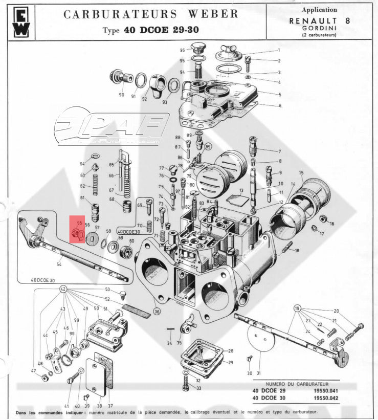 Ecrou axe Carburateur WEBER IDA, IDF, DCOE DCNF