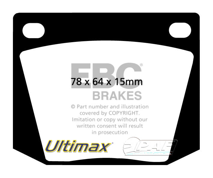 Plaquettes Freins Escort MK1 1.6 RS & 1.6 Mexico 1970-72 EBC Ultimax
