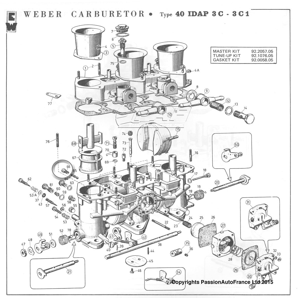 Support Gicleur Carburateur WEBER 26 IMB 28/36 DCD 32 DFE - DFM 34 DMS 40 IT 40 IDA3C 40 IF3C 40 IDTP 46 IDA3C