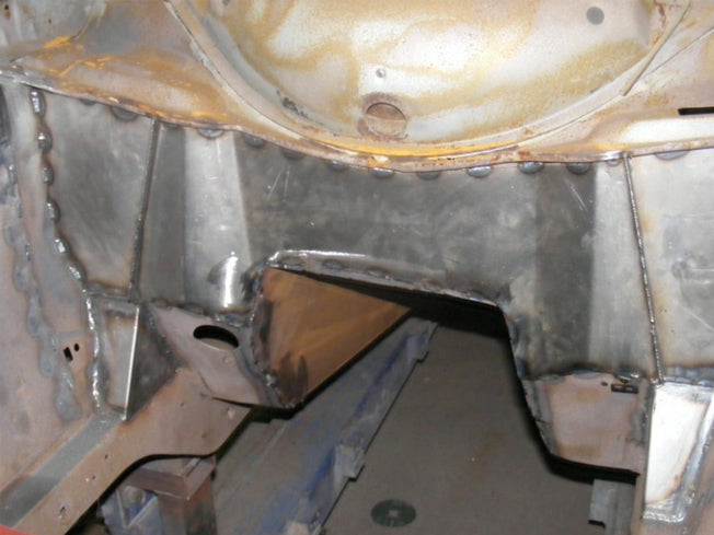 Reinforced chassis rail for Ford Escort MK1 MK2, Xflow BDA exhaust (left side)