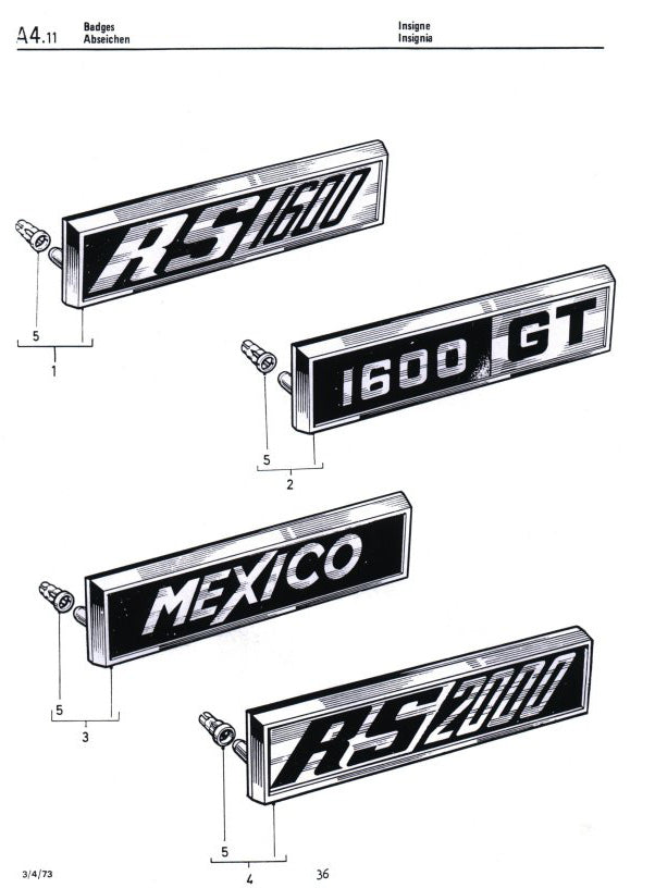 Clips Fixation Badges Ford Escort MK1 MK2, Ford Capri