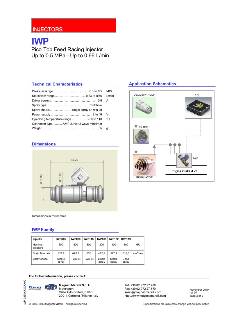 Injecteur Weber / Magneti Marelli IWP042 250cc/m