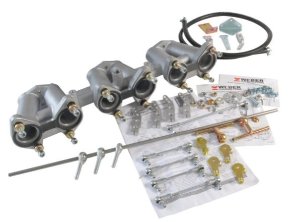 Kit Pipe Admission Aluminium 3 x Carburateurs WEBER DCOE Triumph TR6 PI (version UK, 150BHP)