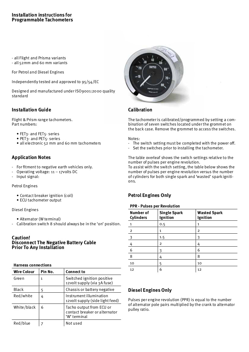 Compte Tours Digital Smiths Classic 8000 Tours 52mm