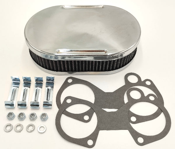 Filtre à air chrome oval 45mm Carburateur WEBER DCOE