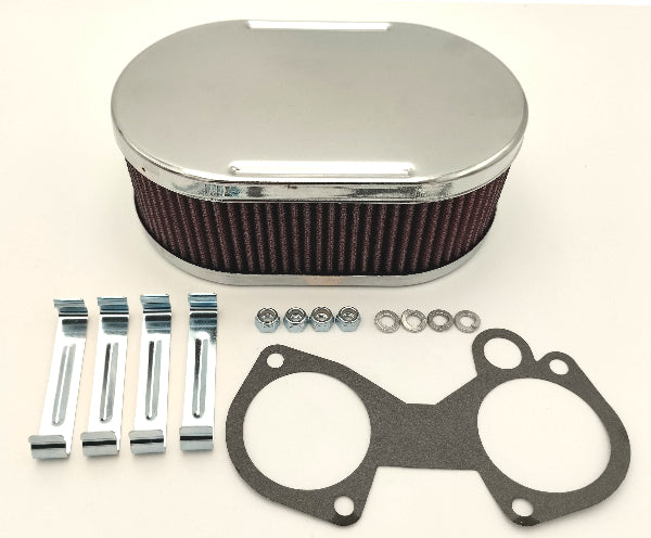 Filtre à air chrome oval 65mm Carburateur WEBER DCOE
