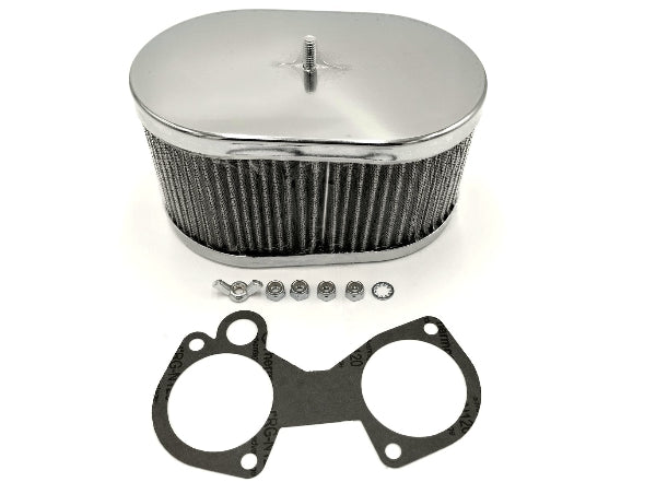 Filtre à air chrome oval 90mm Carburateur WEBER DCOE