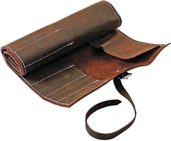 Trousse à outils en cuir patiné à 15 poches