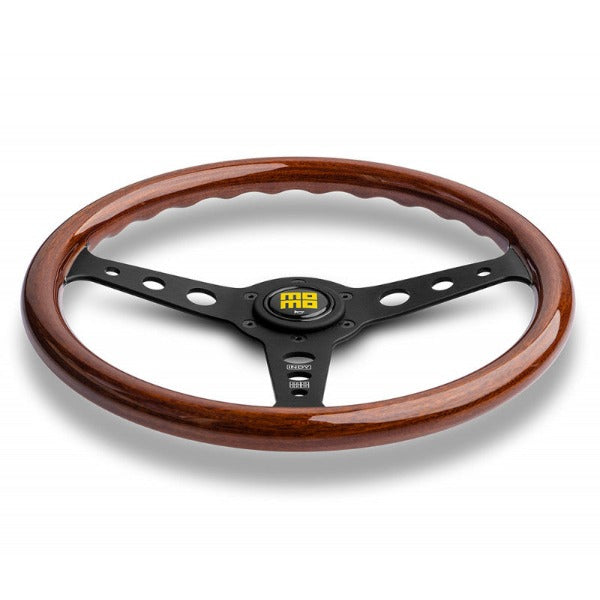 MOMO Indy Heritage Black Wood & Aluminum Steering Wheel