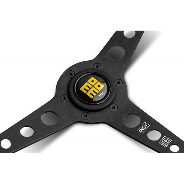 MOMO Indy Heritage Wood & Black Aluminum Steering Wheel & Momo