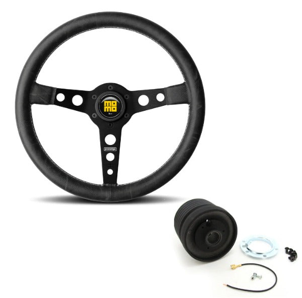 Pack Volant MOMO Prototipo Heritage Noir / Noir 350mm Porsche 911 1974 à 1989