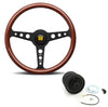 Pack Volant MOMO Indy Heritage Bois & Aluminium Noir & Moyeu Momo pour Porsche 911 Classique