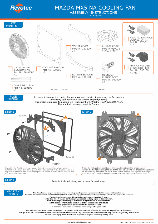 Kit Ventilateur de Refroidissement Mazda MX-5 / Miata NA (1989-1997)