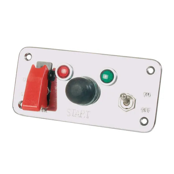 Platine interrupteurs compétition 12V Grayston – panneau démarrage avec bouton Start, LED et protections aviation