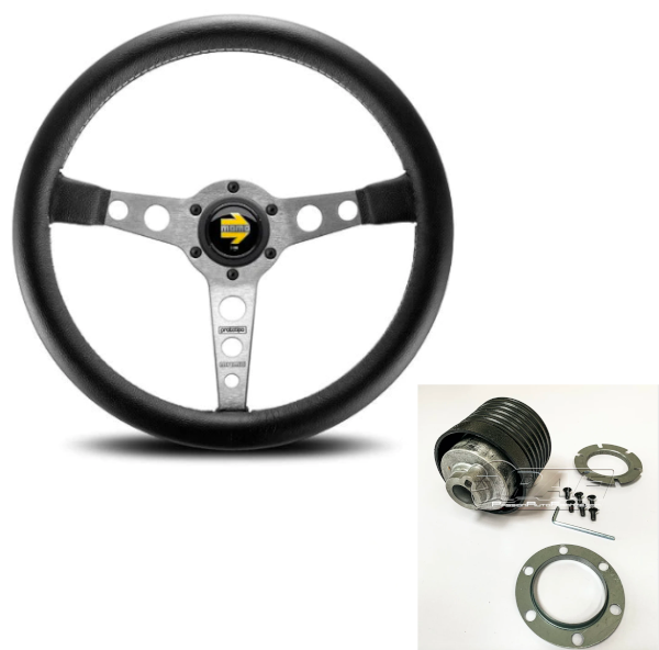 Pack Volant MOMO Prototipo Noir / Argent 350mm pour Ford Escort MK1 / MK2