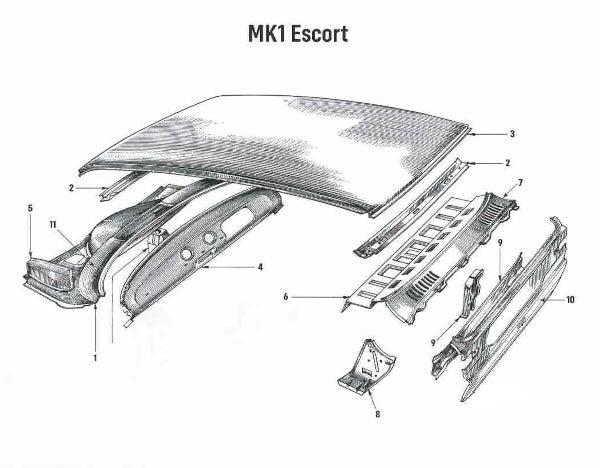 Panneau Arrière Ford Escort MK1 à partir de 1968 (peau externe uniquement) 