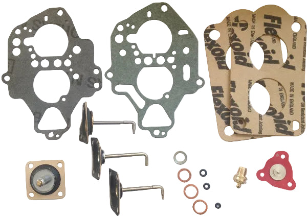 Kit de réfection carburateur Solex 34/34 Z1 et 32/34 Z2 avec joints, membranes et pointeau pour Citroën et Peugeot classiques compatibles.