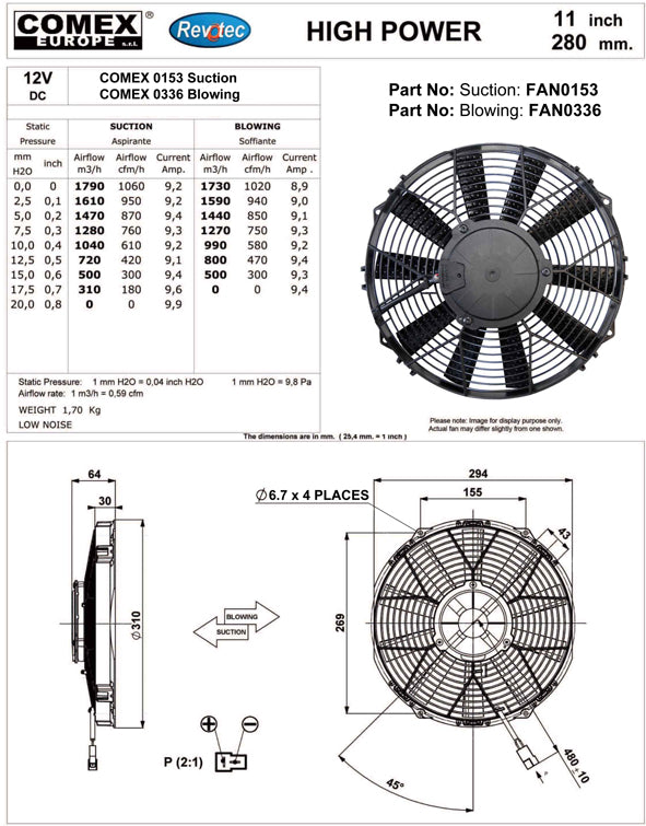 Ventilateur Comex High Power 11" (280mm)