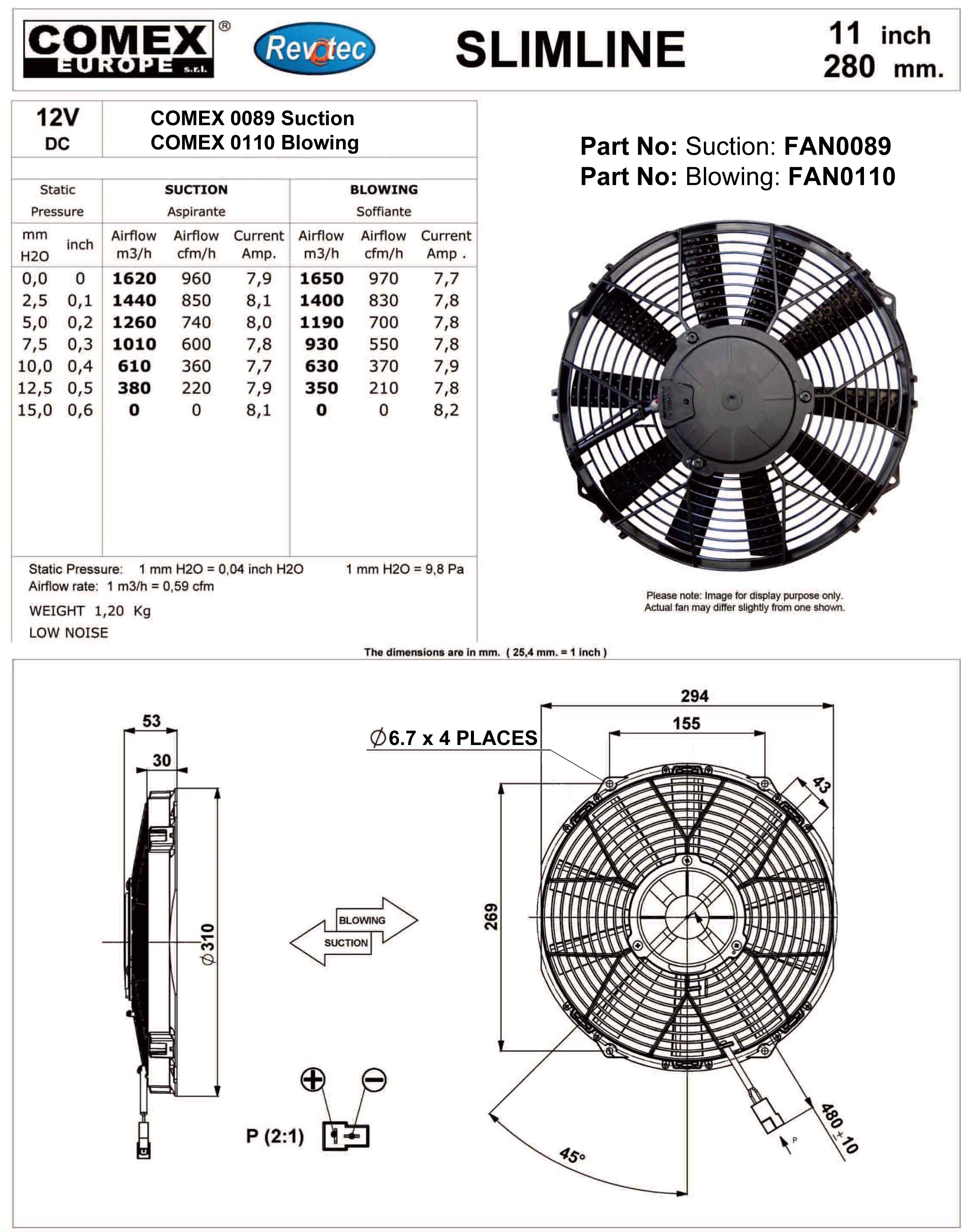 Ventilateur Comex Slimline 11" (280mm)