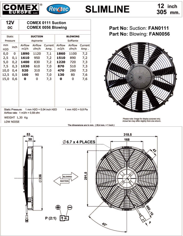 Ventilateur Comex Slimline 12" (305mm)