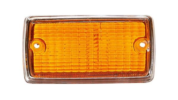 Front indicator lens for Ford Escort MK1, orange with painted chrome surround