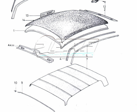 Headliner / Roof panel Ford Escort MK2