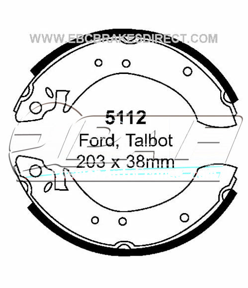 Machoires / Garnitures freins arrières Talbot Sunbeam & Lotus 0.9 1979-81 / 1.3 1979-81 / 1.6 1979-81 / 2.2 Lotus 1980-83 EBC5112