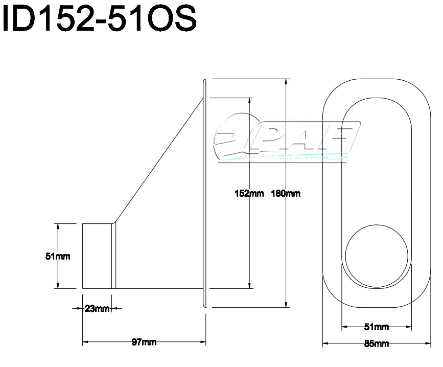 Offset rectangular air scoop 152mm x 51mm