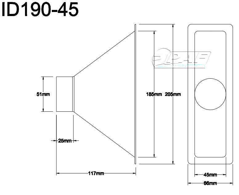 Thin rectangular air scoop 190mm x 45mm