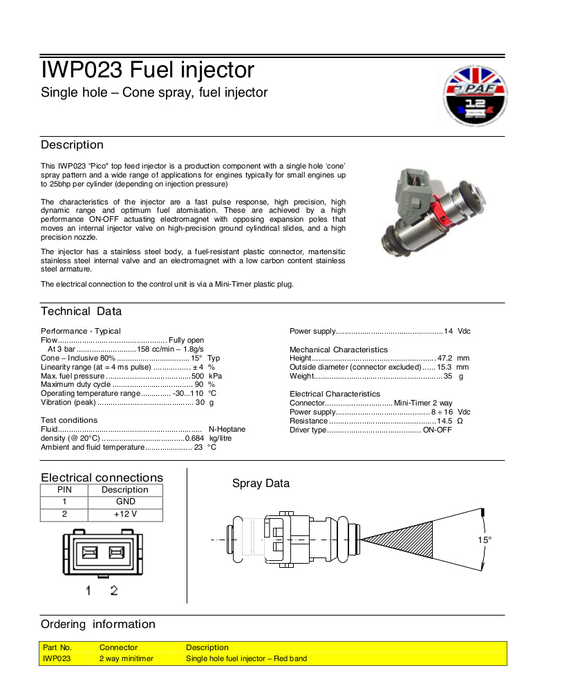 Injecteur Weber / Magneti Marelli IWP023 159cc/m