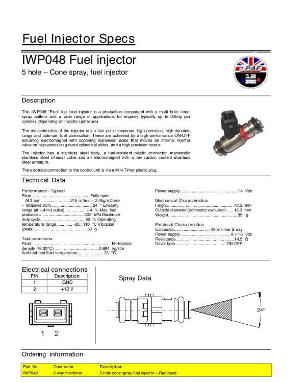 Injecteur Weber / Magneti Marelli IWP048 215cc/m