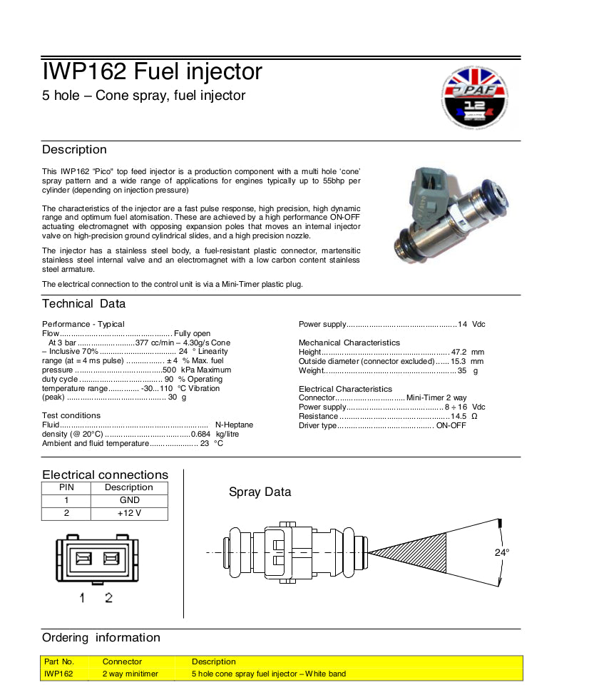 Injecteur Weber / Magneti Marelli IWP162 377cc/m