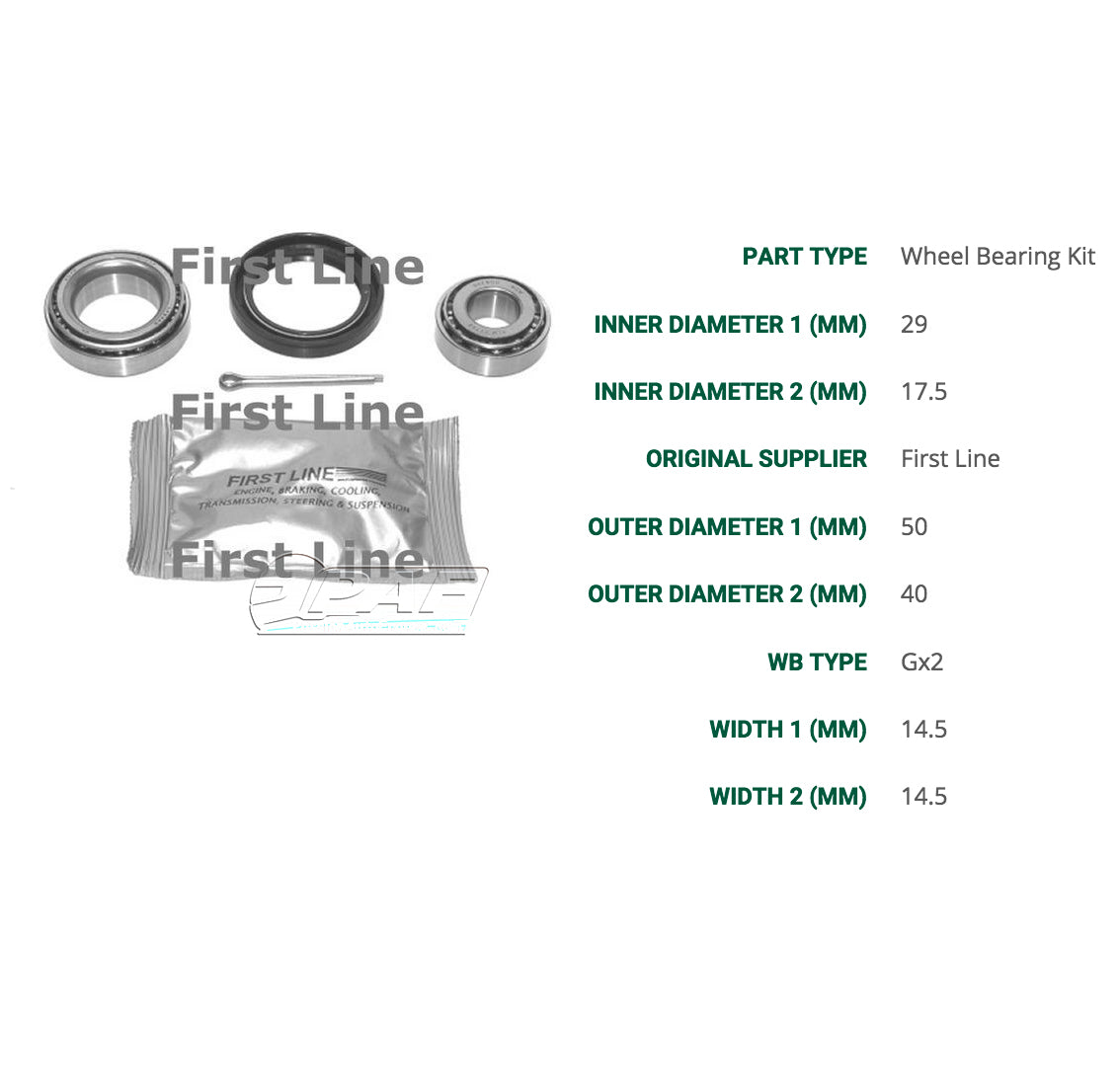 Kit Roulement Roue Avant Ford Escort MK3 MK4 MK5 MK6, Ford Granada MK2, Ford Orion MK1 MK2 MK3 et Ford P100