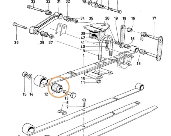 Silent Bloc Oeillet Avant Lame de Suspension AR monolames Ford Capri