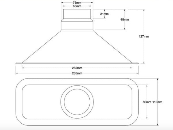 Ecope air rectangulaire 255mm x 80mm