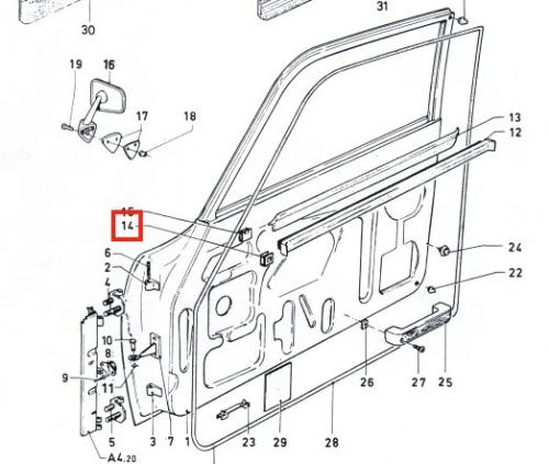 Agrafes fixation lèche vitre interne Ford Escort MK1