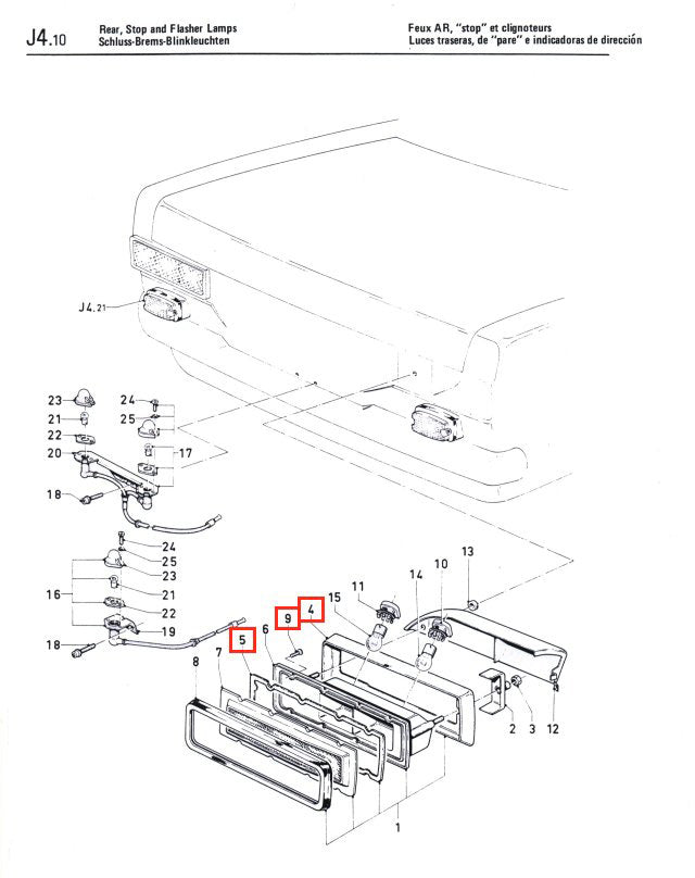 Pochette joints de feux AR Ford Escort MK1 / Capri MK1