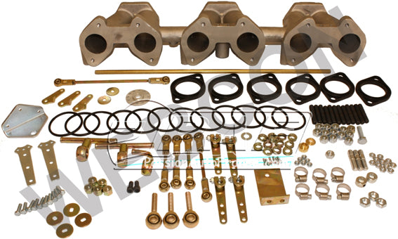 Kit Pipe Admission Aluminium 3 x Weber DCOE Triumph TR6 / 250 (version US 125 BHP)