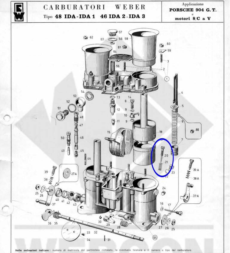 Idle speed screw for WEBER 46 IDA &amp; 48 IDA carburetors